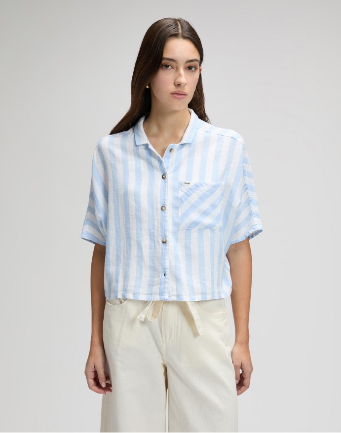 Lee Resort Shirt Sea Mist Stripe Γυναικείο Κοντομάνικο Πουκάμισο 112378262