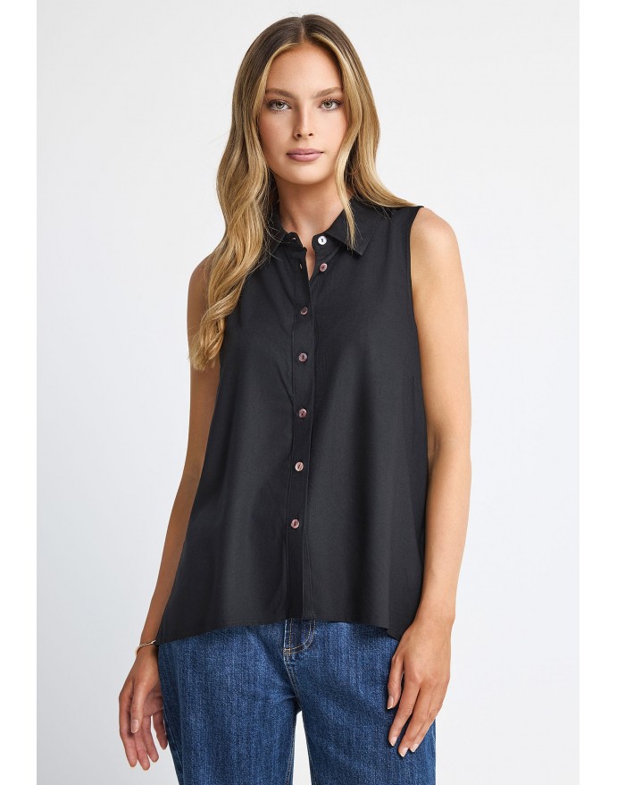 Funky Buddha Γυναικείο Αμάνικο Πουκάμισο Black FBL013-101-05