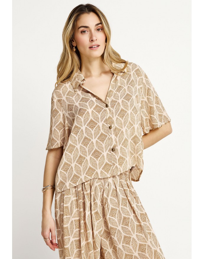 Funky Buddha Γυναικείο Casual Πουκάμισο Cloud Cream FBL013-102-05 Funky Buddha Γυναικείο Casual Πουκάμισο Cloud Cream FBL013-102-05