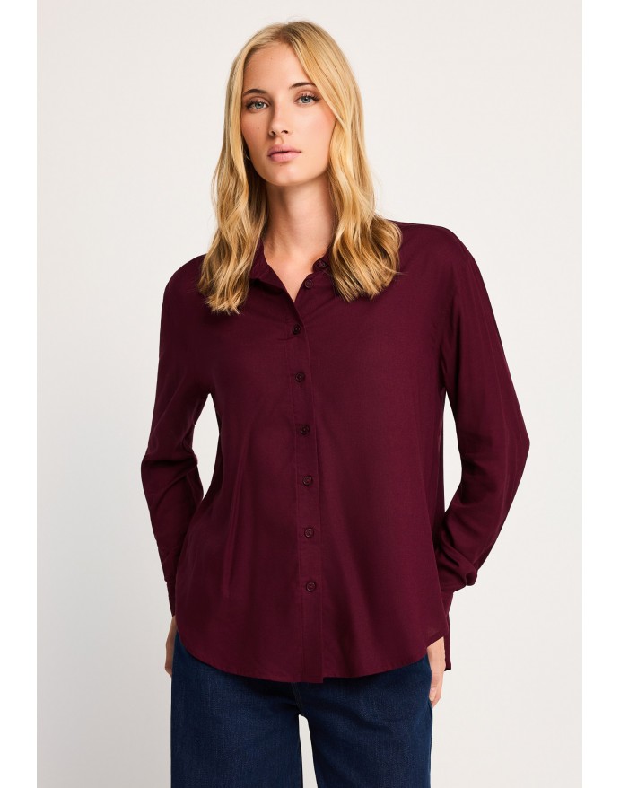 Funky Buddha Γυναικείο Μακρυμάνικο Πουκάμισο Plum FBL014-100-05 Funky Buddha Γυναικείο Μακρυμάνικο Πουκάμισο Plum FBL014-100-05
