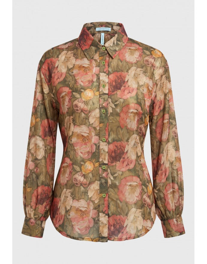 Funky Buddha Γυναικείο Floral Πουκάμισο Relaxed Fit Khaki FBL014-112-05 Funky Buddha Γυναικείο Floral Πουκάμισο Relaxed Fit Khaki FBL014-112-05