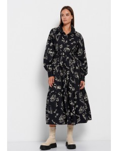 Funky Buddha Εμπριμέ Maxi Φόρεμα Black FBL008-136-13
