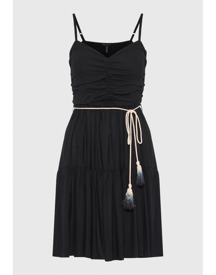Funky Buddha Mini Φόρεμα με βολάν Black FBL013-101-13 Funky Buddha Mini Φόρεμα με βολάν Black FBL013-101-13