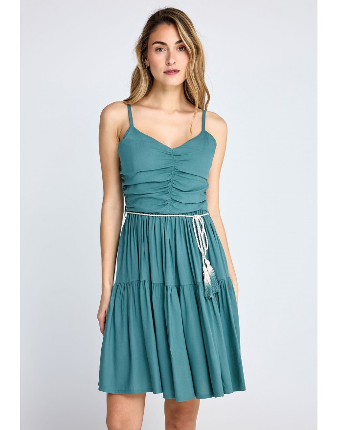 Funky Buddha Mini Φόρεμα με βολάν Green Lake FBL013-101-13