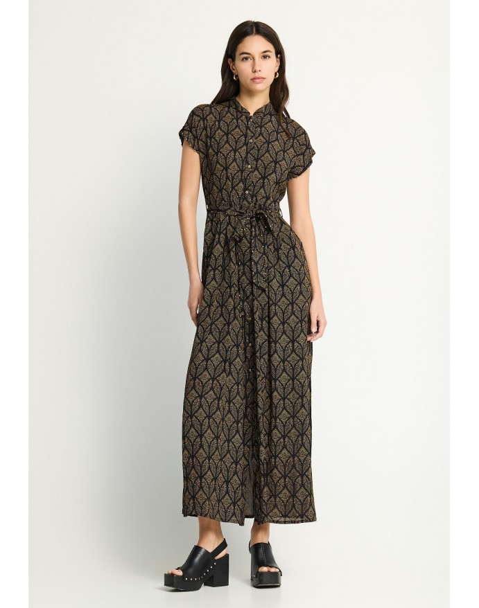 Funky Buddha Maxi Φόρεμα με άνοιγμα στο πλάι Black FBL013-103-13