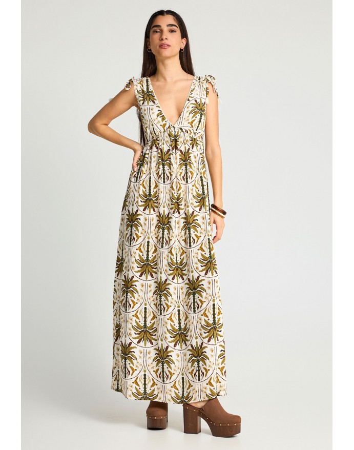 Funky Buddha Maxi Φόρεμα Olive FBL013-114-13