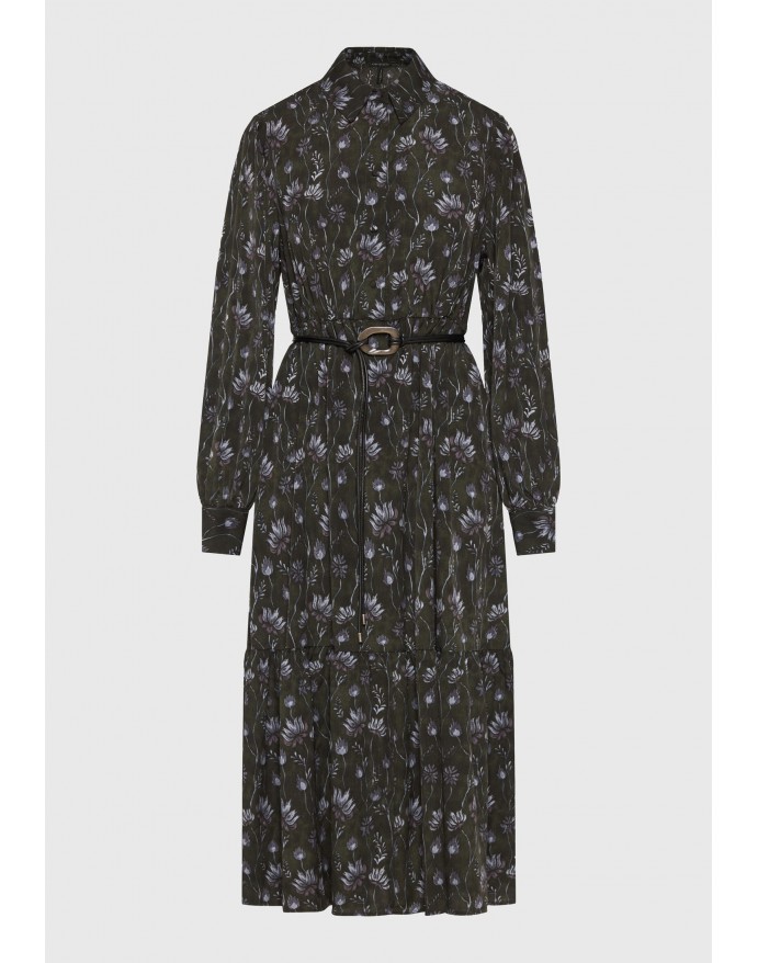 Funky Buddha Floral midi shirt dress με ζώνη Black FBL014-133-13 Funky Buddha Floral midi shirt dress με ζώνη Black FBL014-133-13