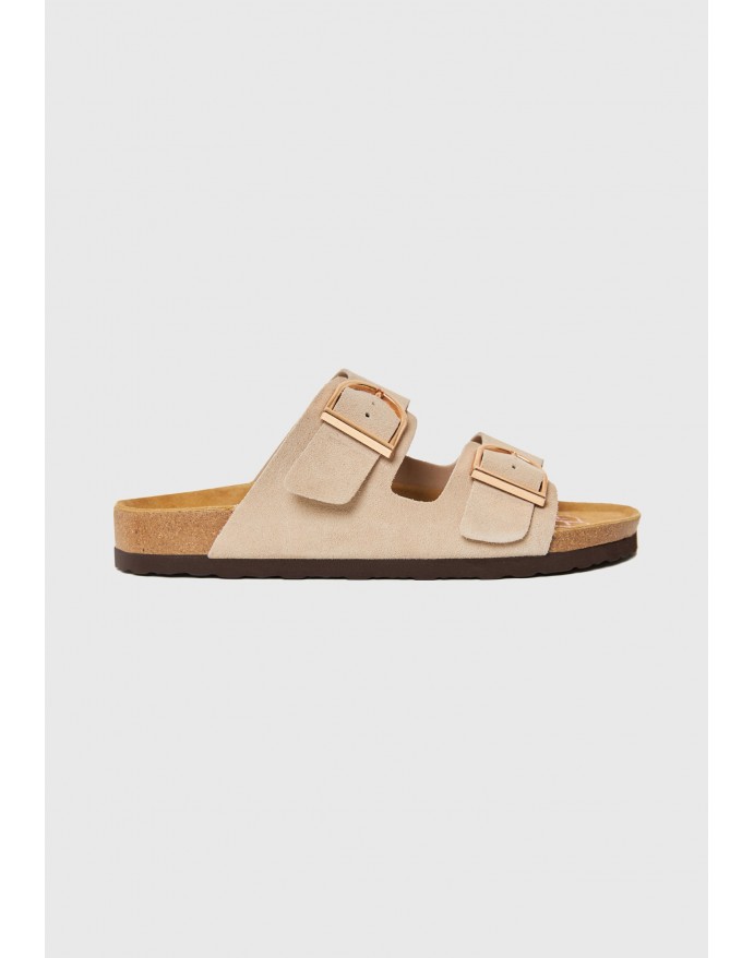 Funky Buddha Γυναικεία Suede Σανδάλια Chalk FBL013-118-08